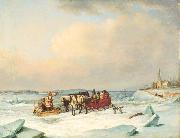 Cornelius Krieghoff The Ice Bridge at Longue-Pointe painting